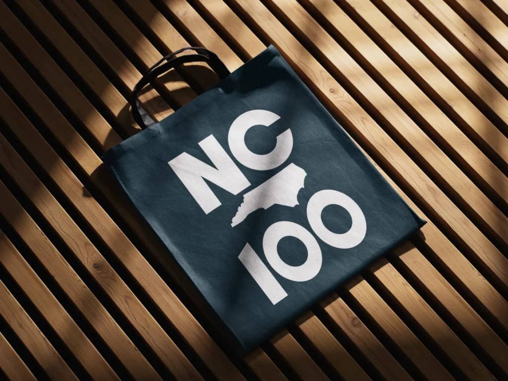 nc 100 bag with the black and logo print